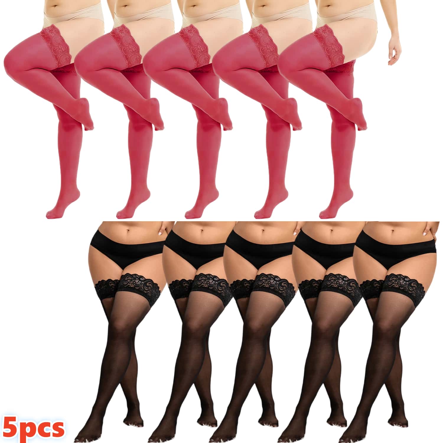Thigh High Sock Stay Up - Women Plus Size Lace Thigh High