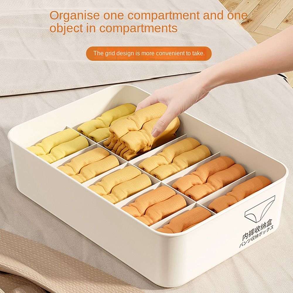Sock Organizer Tray - 10/15 Grids Underwear Storage Box with