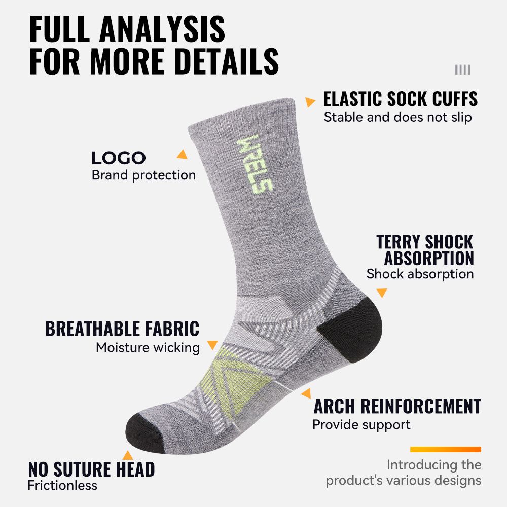 WRELS 1/2/3 Pairs Merino Wool  - Wool Hiking Sock 评论和价格