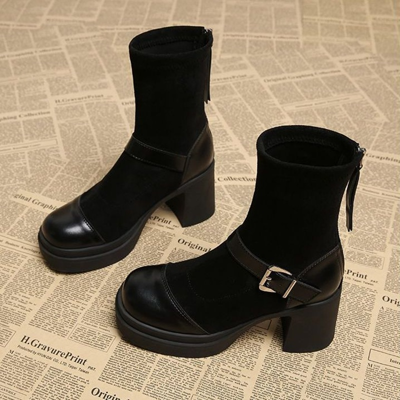 Women Platform Chunky High Hee - No Show Sock Women 评论和价格
