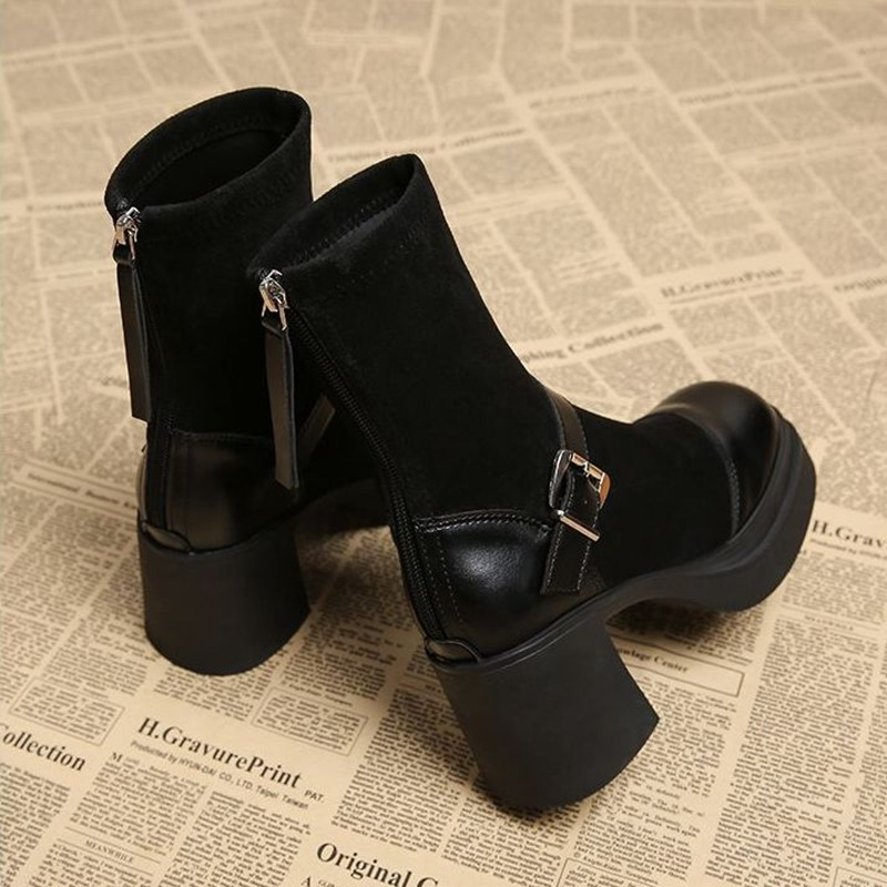 Women Platform Chunky High Hee - No Show Sock Women 评论和价格