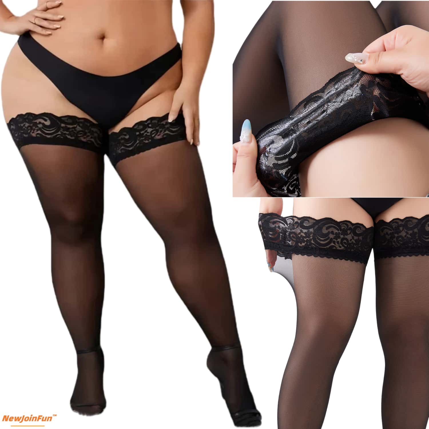 Women Plus Size Lace Thigh Hig - Thigh High Sock Stay Up 评论和价格