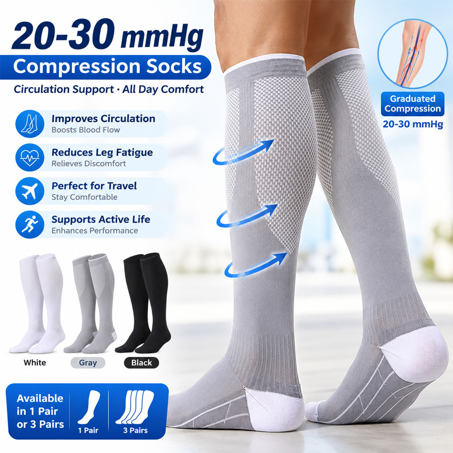 3/1 Pairs 20-30mmHg Compressio - Compression Sleeve Calf 评论和价格